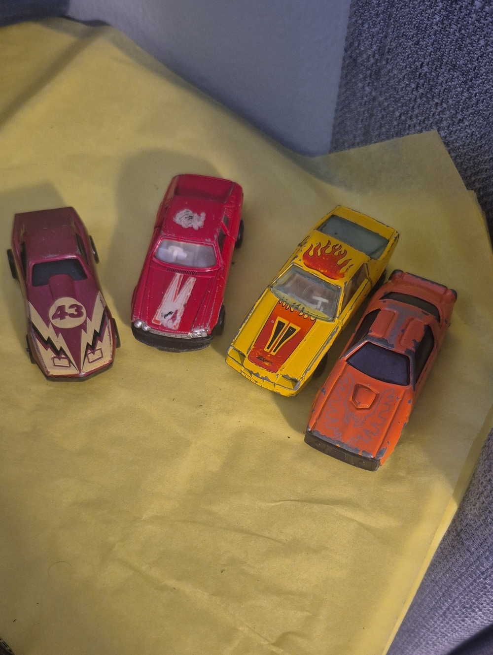 Die-Cast Race Car Set - Yellow, Red, Orange, Maroon